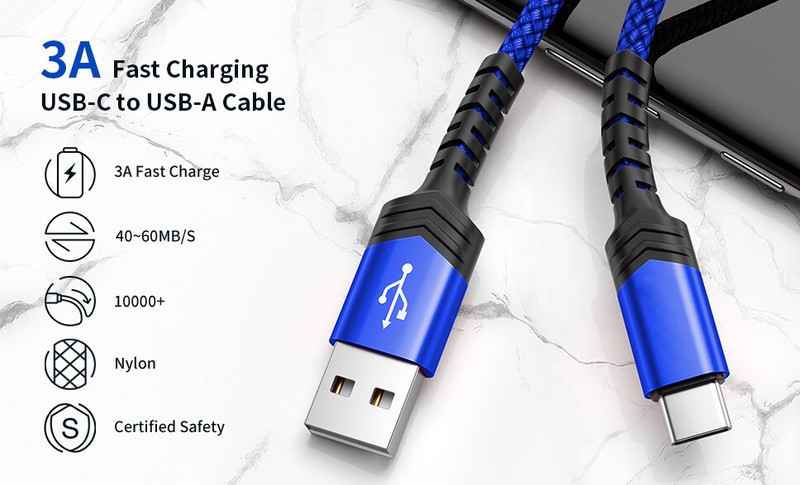 Flexible Data Fast Charging Cord Sync Charger Long Cable for Xiaomi Phones BLUE gallery