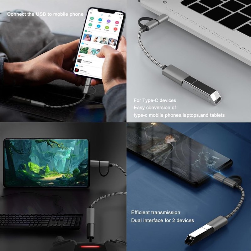2-in-1 USB C/Micro to Adapter, C OTG Adapter Cable Gray gallery