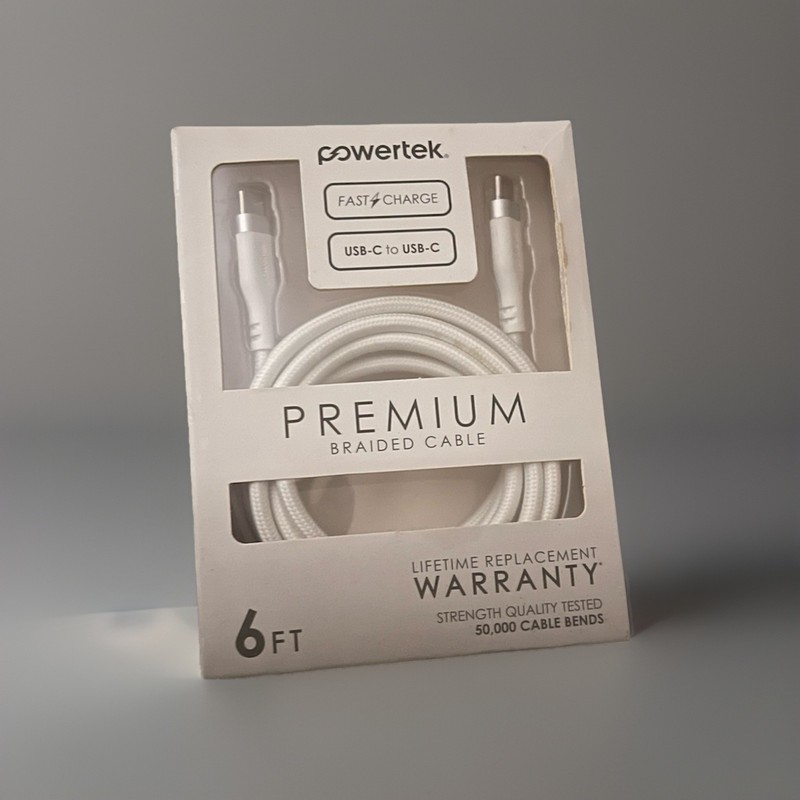 Powerte Fast Charge USB-C to USB-C 6ft Premium Braided Cable