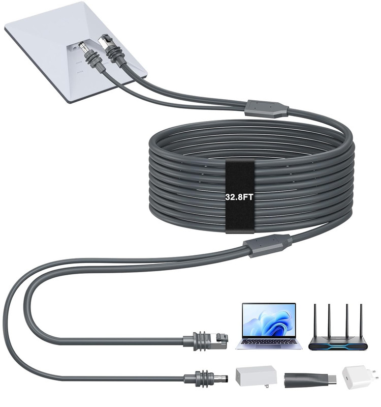 Starlink Mini Ethernet Cable 32.8FT 10M Waterproof Power Data Combo for RV Boat
