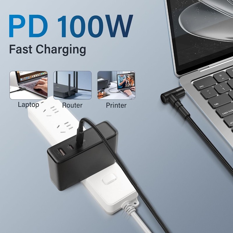100W PD USB C to DC 5.5Mm X 2.5Mm Power Cord，90 Degree DC 5.5 X 2.5Mm Male to US gallery