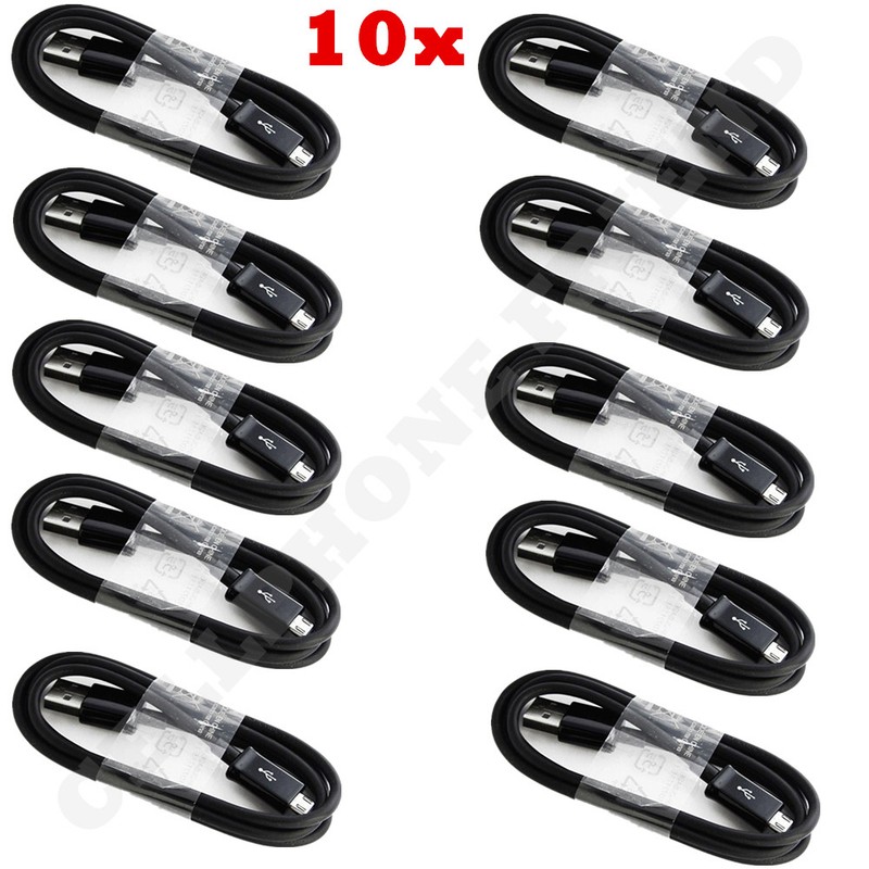 10x Micro USB Charger Data Sync Cable Braided Cord For Samsung Android LG BLACK