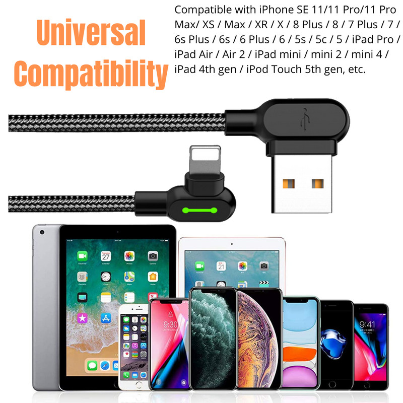 3 Pack Mcdodo 90 Degree Elbow USB Cable Charger Cord For iPhone 11 12 13 14 Pro gallery