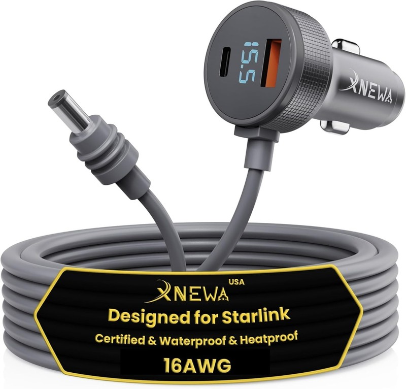 XNEWA Mini 3-in-1 Cable 16FT Car USB-C DC w/ Charger