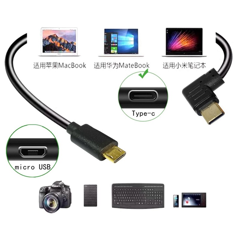 2 PCS Mini/Micro USB to USB C Cable 2.5FT Right Angled 10Gbps Data Transfer gallery