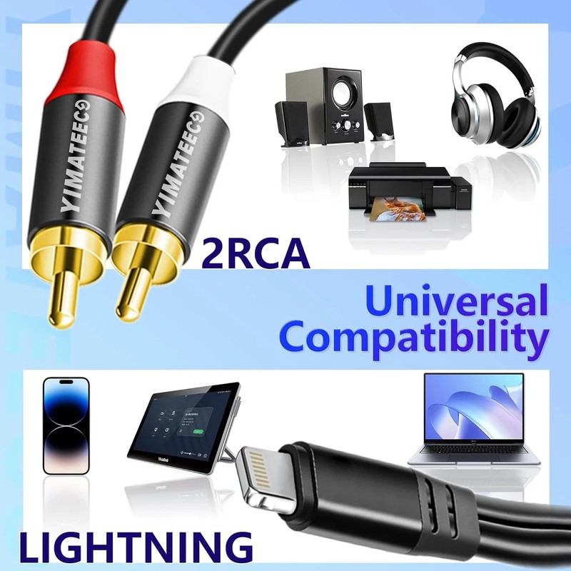 Lightning to RCA Cable Audio Aux Adapter, [MFi Certified] 2 RCA Audio Y Splitter gallery