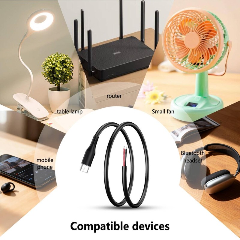 Vovucai USB C Pigtail Cable - 5PCS USB C to 2 Pin Bare Wire 22AWG Power Cable... gallery