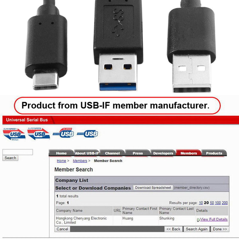 Cablecc Type-C USB-C to USB 3.0 Male & USB 2.0 Dual Power Data Y Cable for Lapto gallery