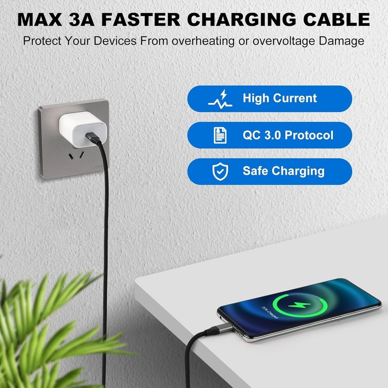 Versatile 60W USB C Charging Cable Set - Nylon Braided for Durability & Safety gallery