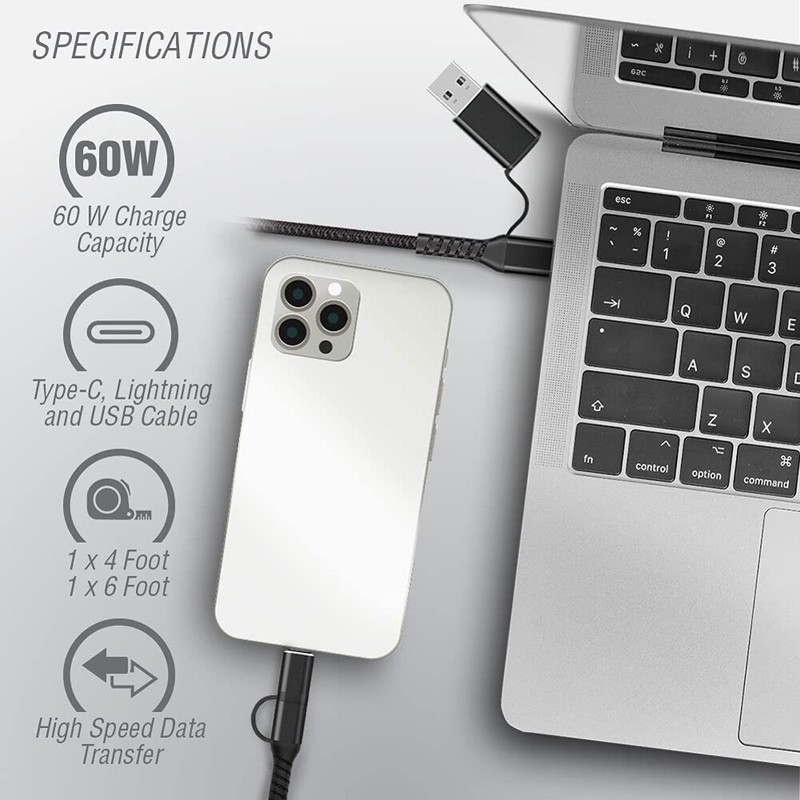 For Samsung Galaxy A54 5G/A53 5G/A52 5G - Fast Charger 4-in-1 USB-C Cable Power gallery