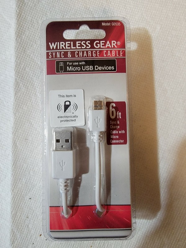 Wireless Gear 6 Ft. Sync & Charge Cable Cord for Android Phones Model G0535
