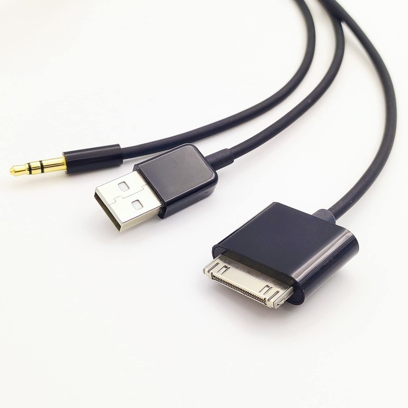 30 Pin to AUX USB Cable, 3.5mm Audio Charger & Data Sync for iPhone/iPod/Touch gallery