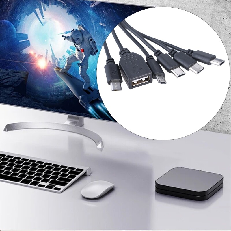 Convenient 6 in 1 Type C Charging Adapter Cable with USB & USB Port gallery