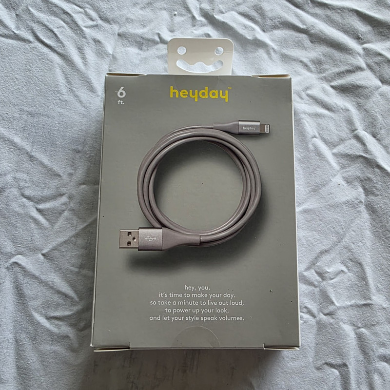 heyday 6ft USB-A Charging Cable Gray for Apple iPhone iPad