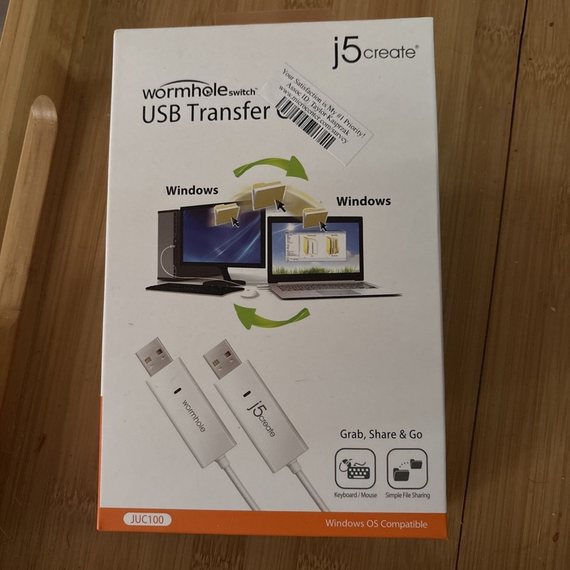 JUC100 Data, Keyboard, and Mouse Sharing/Transfer USB Cable Wormhole Switch …