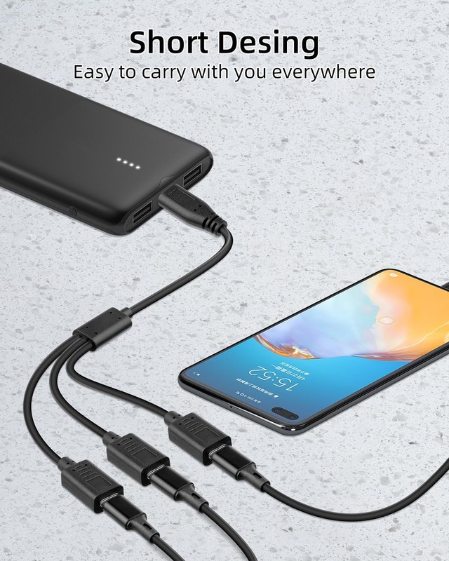USB C Multi Charging Cable 30cm, 5V/3A USB C Splitter 1 in 3 Out, Type C Spli... gallery