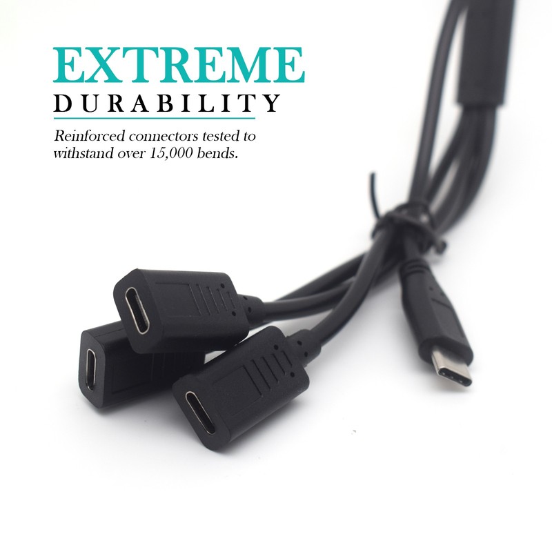 1x USB-C 1 Male to 3 Female OTG Adapter Cable for Fast Charging & Data Transfer gallery