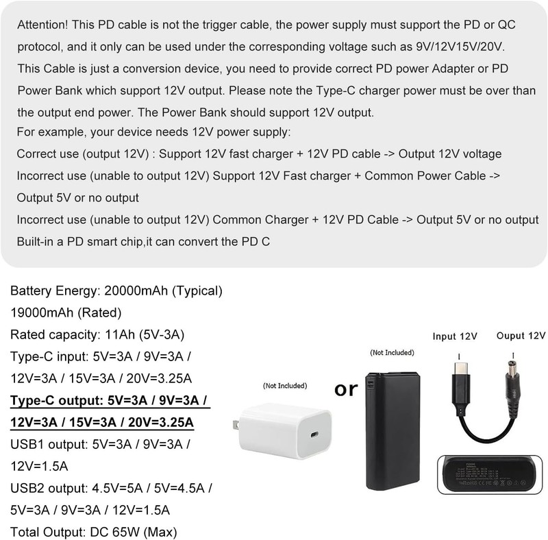 Versatile USB C to DC Charging Cable, 5.5mm x 2.1mm for 12V Electronic Devices gallery