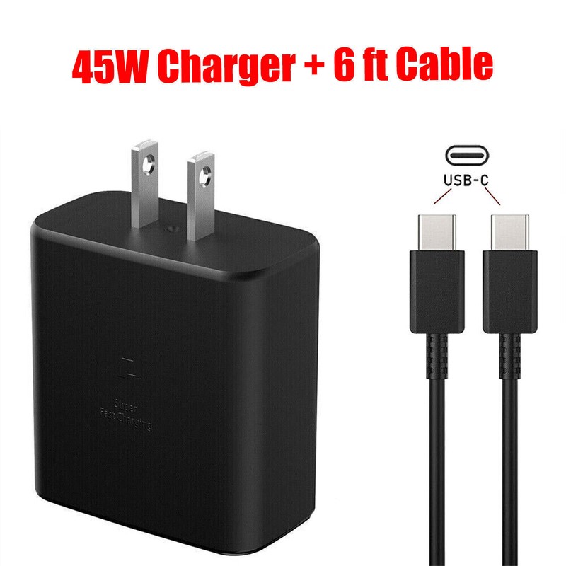45W Power Fast Wall Charger PD Adapter 6ft Type-C Cable For Samsung Galaxy S23 +