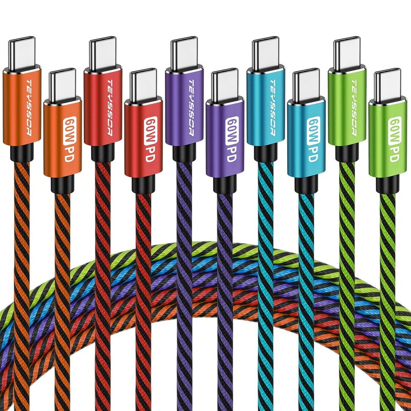 USB to USB Cable, -Charger Cable 10FT 5Pack 60W, USBC to USBC Fast Charging C…