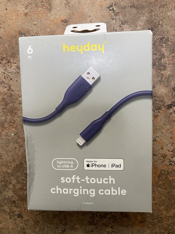 Heyday 6ft Soft Touch Charging To USB Charging Cable For IPhone IPad New Purple gallery