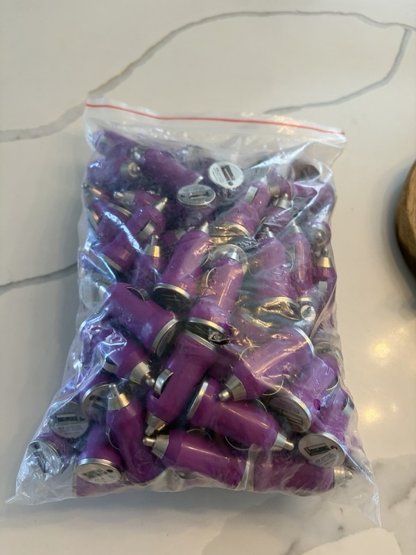USB CAR ADAPTER Purple Bulk Approx 100pcs