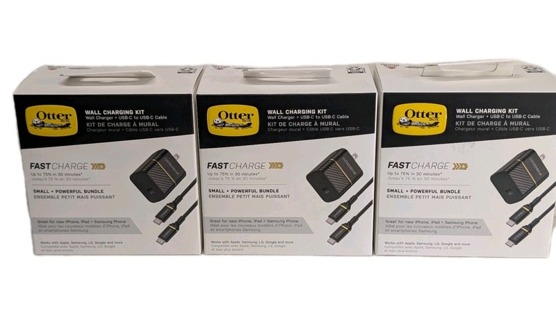 Lot 3 OtterBox Wall Charging Kit 30w Fast Charge USB C to C Cable and Charger