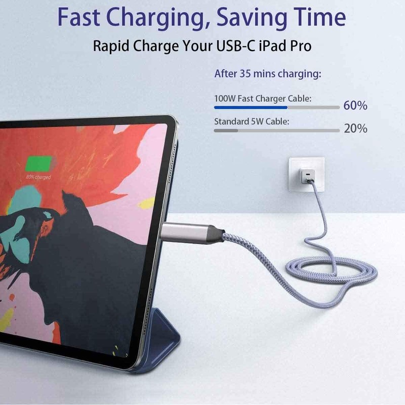 15FT USB-C to USB-C 100W Braided Fast Charge Cable for iPhone, Galaxy, Mac gallery