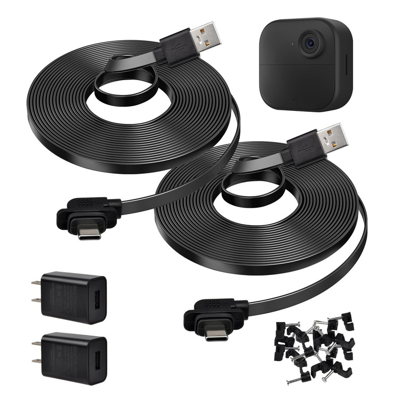 2 Pack 20Ft/6M Power Cable and Adapter Compatible with Blink Outdoor 2K+ / Outdo