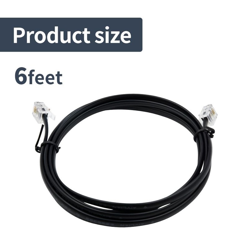 Flat 6ft RJ11 Line Cable with Gold-Plated Connectors for Superior Performance gallery