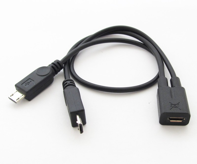 50pcs Micro 5pin USB Splitter Adapter Y Cable 1 Female to 2 Male Cable Cord