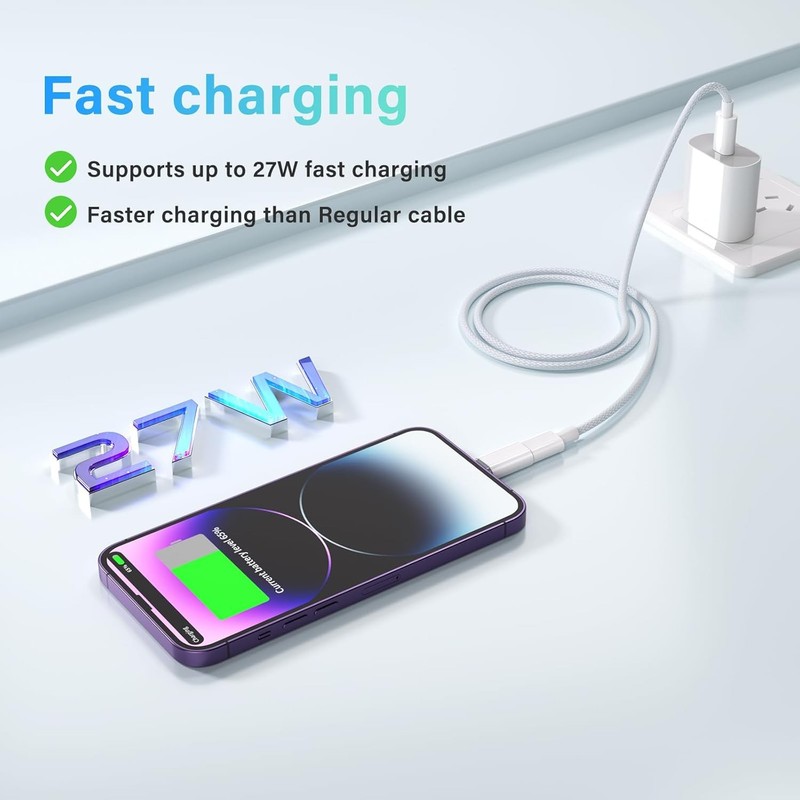 USB C Type C to Lightning Adapter MFi Certified 4 Pack 27W Fast White gallery