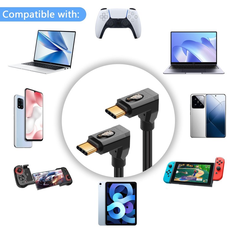 90-Degree 240W USB 4.0 C Fast Charging Cable 40Gbps 8K@60Hz Video Output gallery