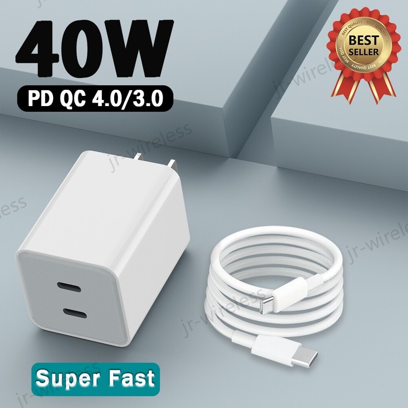 40W Fast Charger USB-C Type-C Power Adapter Cable For iPhone 15 14 13 12 Pro Max