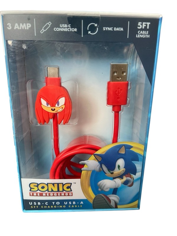 NEW Sonic The Hedgehog KNUCKLES USB-A to USB-C 5ft Charging Cable