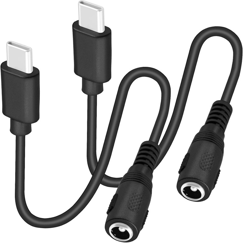 2 Pack 0.3m USB Type C USB-C Male to DC 5.5X2.1mm Female Power Jack Extension Ch