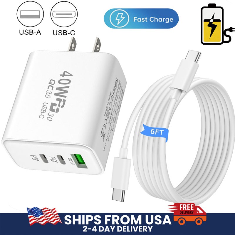 40W Fast Charging USB Type C Charger & Cable For iPhone Samsung Google Motorola gallery