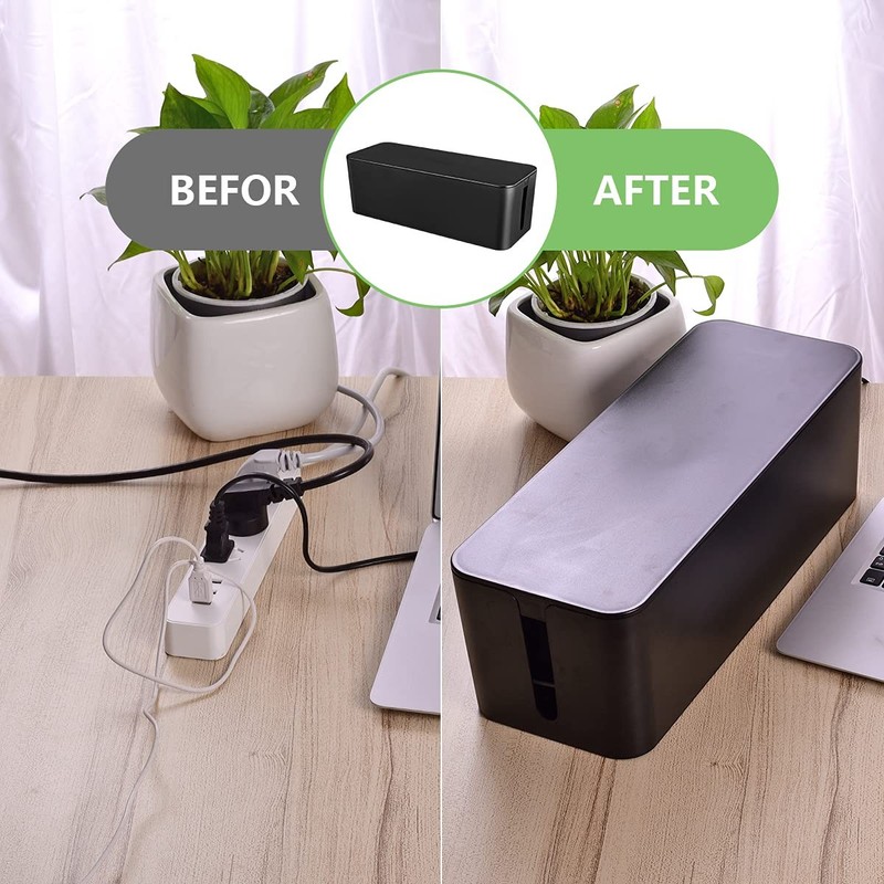 Cable Management Box, Large Cord Organizer Box to Hide Power Strip & Black gallery
