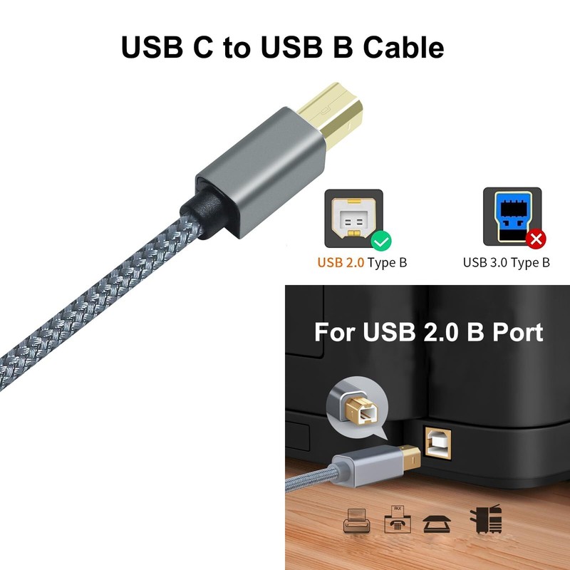 Usb B To Usb C Printer Cable To Computer Laptop 2.0 Type B Cord Replacement For gallery