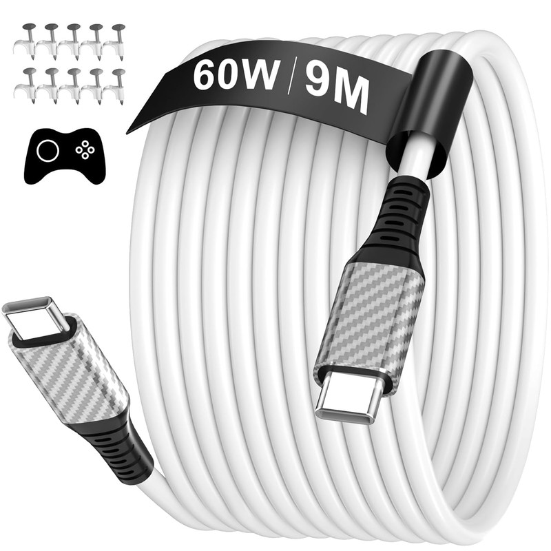 30Ft USB C Cable,60W Extra Long USBC to USBC Fast Charging Cable for Iphone 17 T