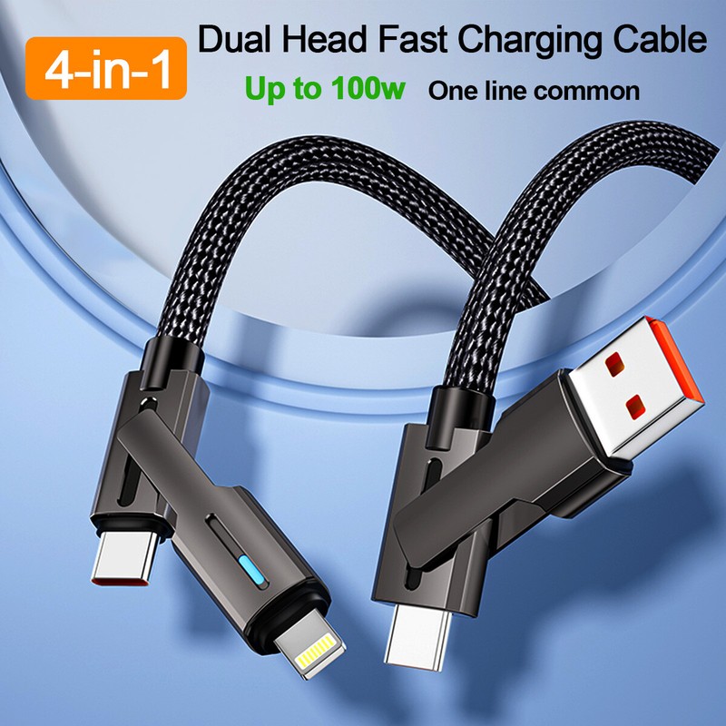 100W Fast Charging Cable 4 in 1 Multi USB C to USB C Cable iPhone Charger Cords gallery