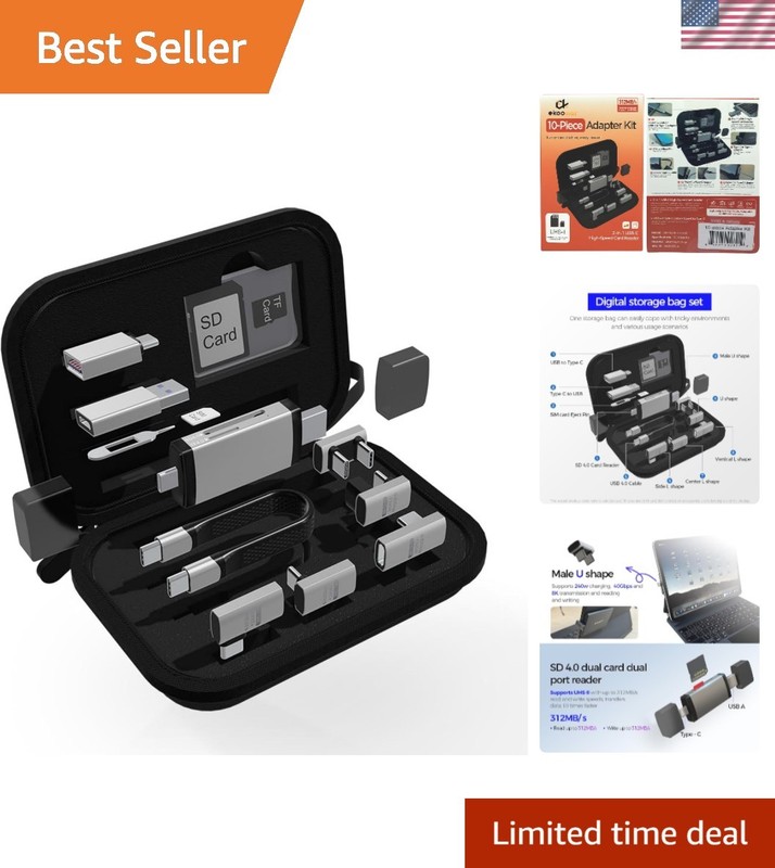 USB C to USB OTG Adapter Kit with High-Speed SD Card Reader – Compact Design