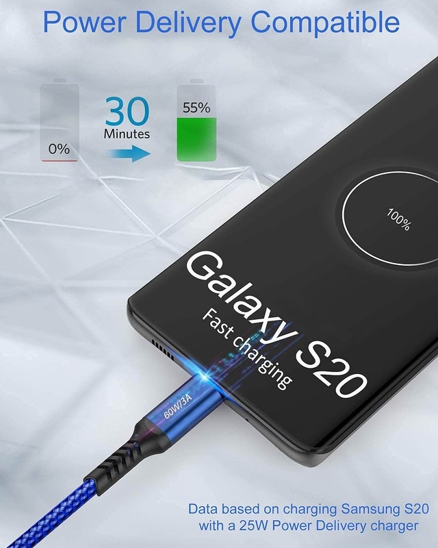 15ft USB-C to USB-C Cable Long, 60W USB Type C Fast Charging PD Charger Braided gallery