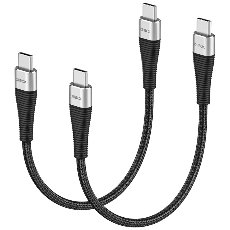 USB C to USB C Cable (2Pack 1FT, 100W) Short USB C Charger Cable Fast Charging C