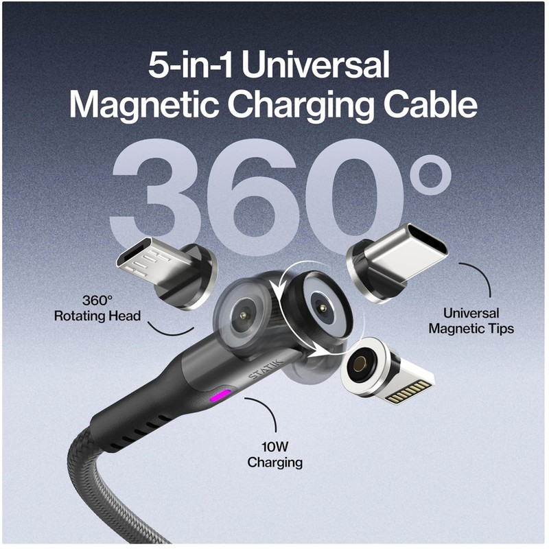 Black Magnetic Charging Cable - Universal Compatibility