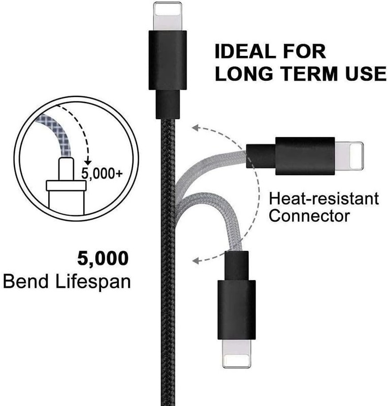 2FT Braided Phone Charger Cable Fast Sync Charging Cord Black gallery