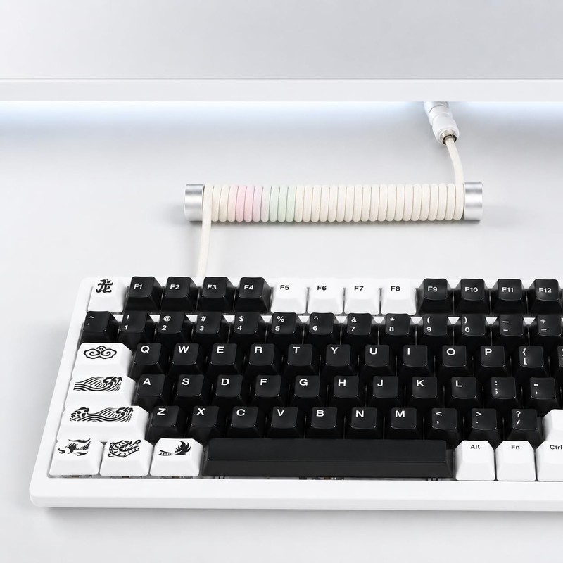 Coiled Keyboard Cord with Keyboard Cable Organizer, Detachable Metal Aviator,... gallery