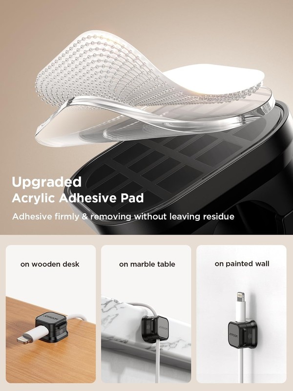 6 Pack Magnetic Cable Clips [Cable Smooth Adjustable] Cord Holder, Under Desk... gallery
