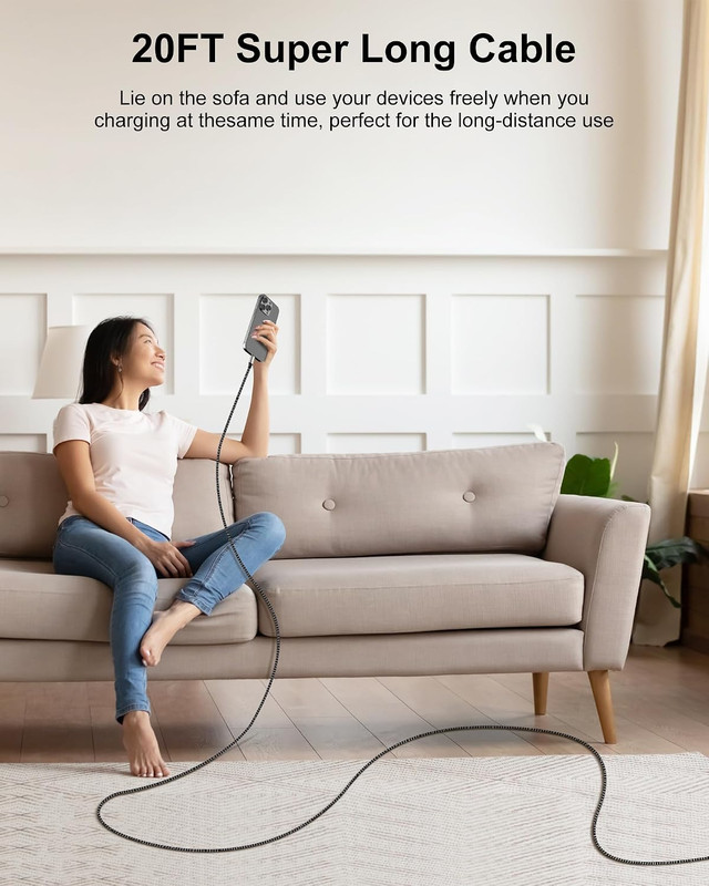 20ft/6m USB C to USB C Cable Fast Charging 60W Extra Long USB Type C new Cable gallery