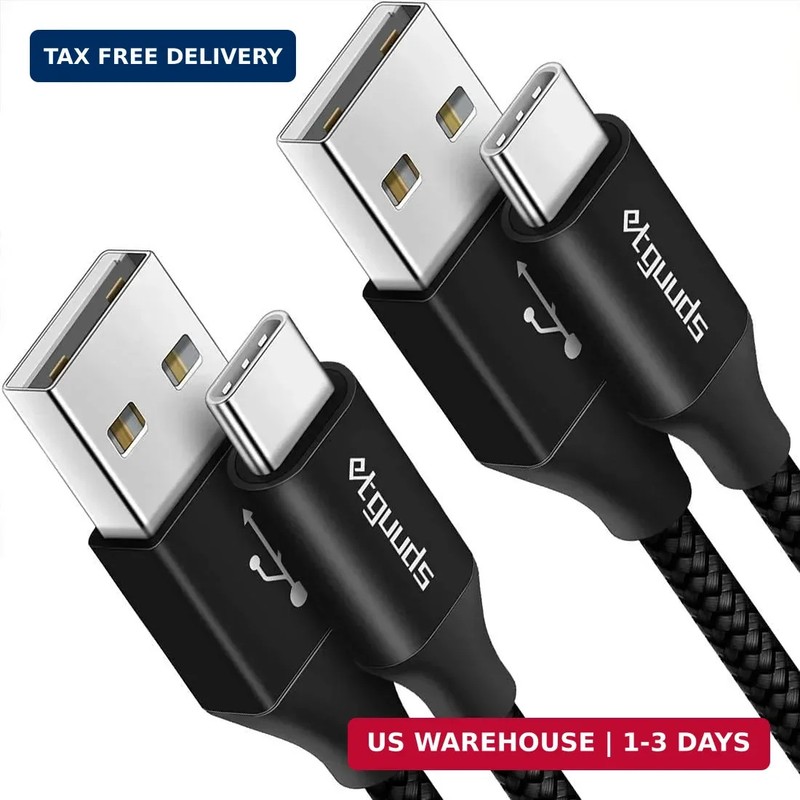 etguuds USB to USB C Cable 2ft, 2-Pack USB A to USB C Charger Cord Type C | Fast